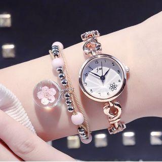 Floral Chained Strap Watch + Bracelet
