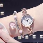 Floral Chained Strap Watch + Bracelet