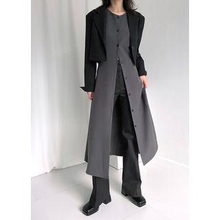 Button-up Long Flare Dress