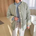 Fleece Lined Quilted Jacket Beige - One Size
