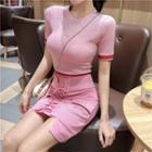 Short-sleeve Knit Top / Mini Skirt / Set