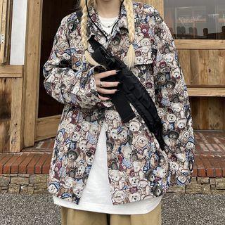 Long Sleeve Bear Print Jacket