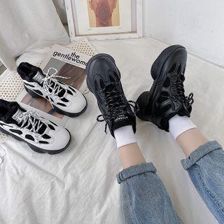 Fleece-lined Platform Lace-up Sneakers