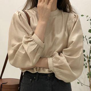 Puff-sleeve Blouse Champagne - One Size