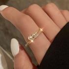 Faux Pearl Rhinestone Open Ring Ring - Gold - One Size