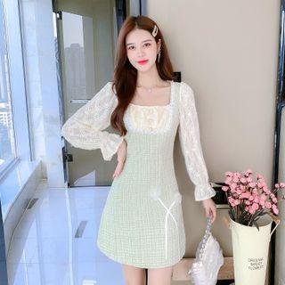 Lace-panel Mock Two-piece Dress