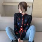 Flower-embroidered Knit Top / Cardigan