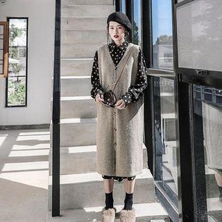 Long-sleeve Midi Shirt Dress / Sleeveless Midi Dress / Set