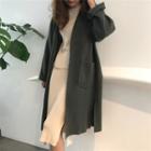 Plain Loose-fit Long Woolen Jacket