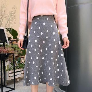 Dotted A-line Knitted Skirt