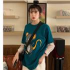 Elbow-sleeve Mouse Graphic T-shirt