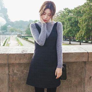 Sleeveless Check Mini A-line Dress