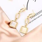 Square Faux Cat Eye Stone Alloy Dangle Earring Stud Earring - 1 Pair - S925 Silver Stud - Gold - One Size