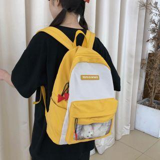 Two-tone Transparent Pocket Nylon Backpack