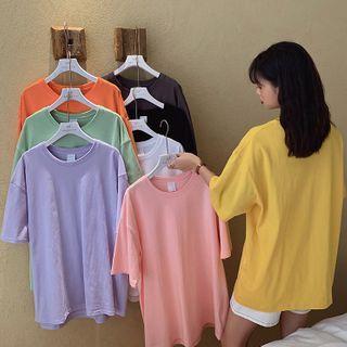 Oversize Short-sleeve Plain T-shirt