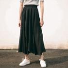 Asymmetric Chiffon A-line Midi Skirt Black - One Size