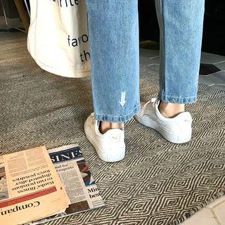 Plain Loose-fit High-waist Jeans