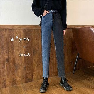 Color-block High-waist Slim-fit Jeans