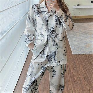 Long-sleeve Print Top / Print Pants