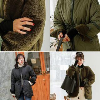 Two-way Faux-shearling Jacket With Sash