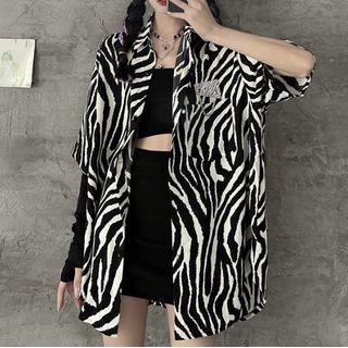 Elbow-sleeve Zebra Shirt