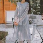Long-sleeve Lace Wide Collar A-line Midi Dress