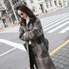 Single-breasted Check Tweed Coat