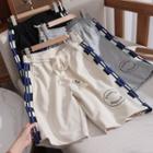 Pattern Panel Drawstring Waist Shorts