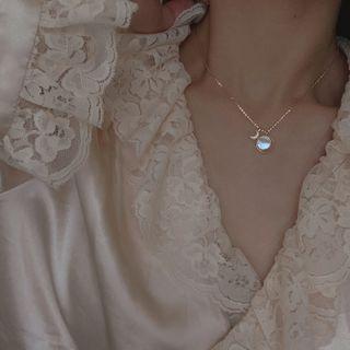Moon Shell Pendant Sterling Silver Necklace