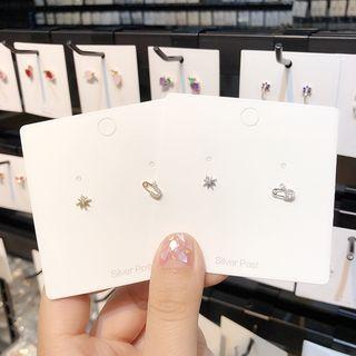 Non-matching Rhinestone Safety Pin Earring