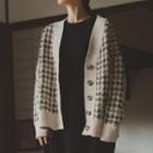 Houndstooth Knit Cardigan Milky White - One Size