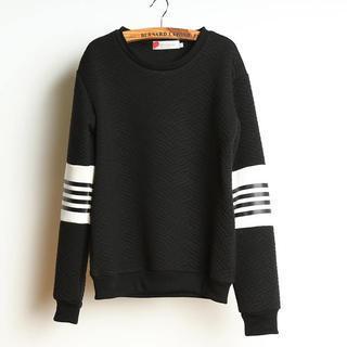Striped-sleeve Pullover