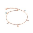 Simple And Sweet Plated Rose Gold Heart-shaped Cubic Zirconia Titanium Anklet Rose Gold - One Size