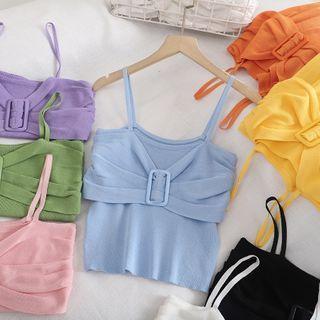Spaghetti Strap Buckled Knit Top