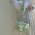Faux Leather Chain Crossbody Bag Light Green - One Size