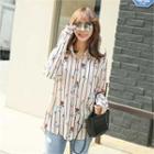 Floral Pattern Stripe Blouse