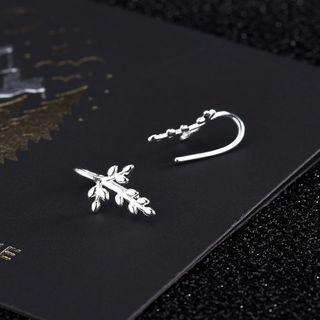 925 Sterling Silver Leaf Dangle Earring 1 Pair - Es1027 Silver - One Size