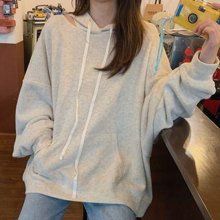 Plain Cutout Hoodie