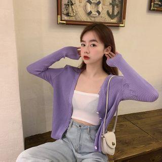 V Collar Long-sleeved Knit Coat