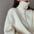Buttoned Ribbed Sweater
