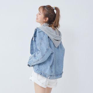 Hooded Denim Jacket 91 - Blue - One Size