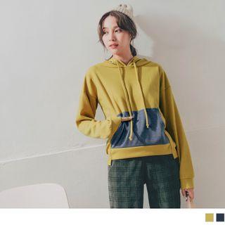 Contrast Pocket Cropped Hoodie