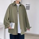 Long-sleeve Plain Shirt Jacket