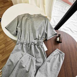 Short-sleeve Cuffed Jumpsuit