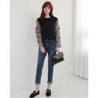 Shirred Striped Long-sleeve T-shirt