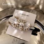 Faux Crystal Hair Clip 1pc - Gold & White - One Size