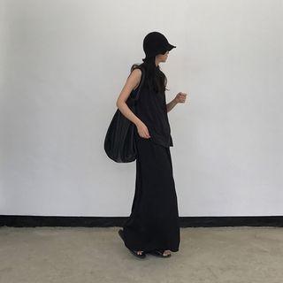V-neck Sleeveless Top / Wide Leg Pants