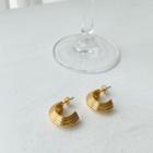 Ribbed Hoop Earrings Gold - One Size