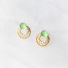 Faux Gemstone Faux Pearl Sterling Silver Earring 1 Pair - Green - One Size