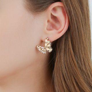 Butterfly Rhinestone Alloy Earring Gold - One Size